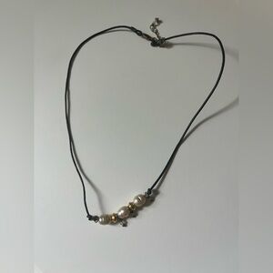 Pearl Leather Cord Necklace